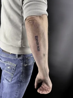 edinburg lettering tattoo