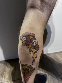 pizza slice color oldschool tattoo