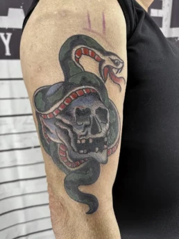 sailor jerry snake skull oldschool tattoo
