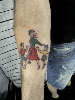 moeder kinderen kleur tattoo